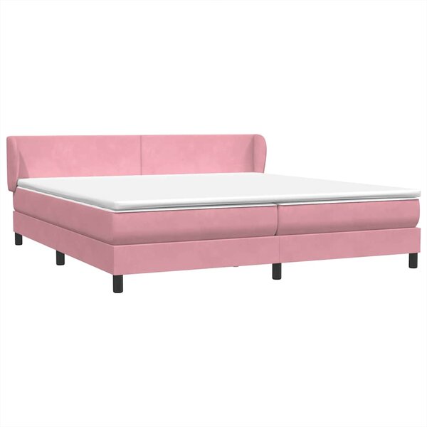 vidaXL Sommier à lattes de lit avec matelas rose 180x220 cm velours