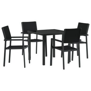 vidaXL Ensemble de salle à manger de jardin 5 pièces en poly rotin noir.