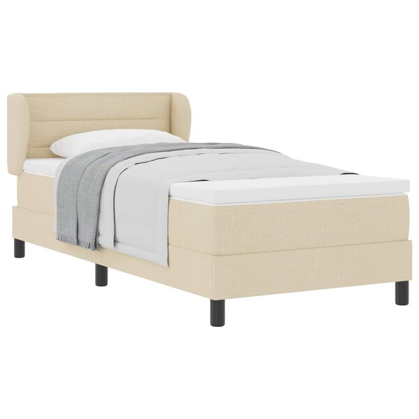 vidaXL Lit à ressorts avec matelas Crème 100 x 200 cm tissu