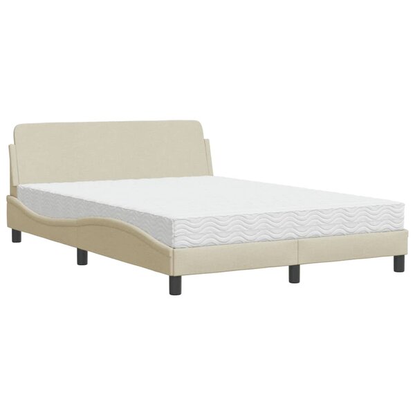 vidaXL Lit avec matelas crème 140x200 cm tissu