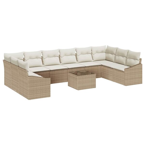 vidaXL Ensemble de salle à manger pour jardin 11 Pièces Beige  Crème