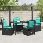 vidaXL Ensemble de salle à manger pour jardin 5 Pièces Noir polyrotin