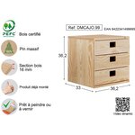 Cube de rangement en pin massif dinamic 3 tiroirs