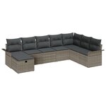 vidaXL Ensemble de Canapé de Jardin de 8 Pièces avec Coussins Gris Rattan Poly