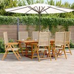 vidaXL Ensemble à manger de jardin 7 Pièces beige rotin et bois massif