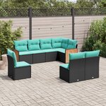 vidaXL Salon de jardin 8 Pièces avec coussins noir résine tressée