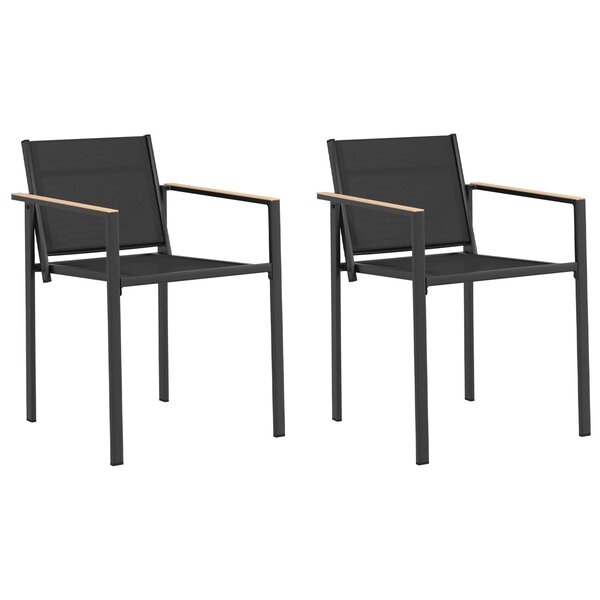 vidaXL Chaises de jardin 2 Pièces Noir et anthracite 53 5 x 59 x 77 cm