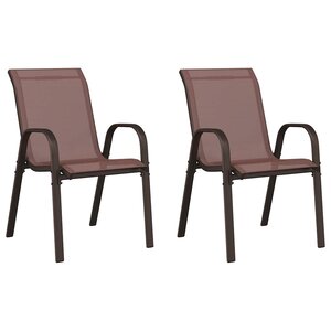 vidaXL Chaises empilables de jardin lot de 2 Marron Tissu textilène