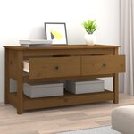 vidaXL Table basse Marron miel 102x49x55 cm Bois massif de pin