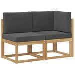 vidaXL Canapé d’extérieur milieu et coin avec coussin 2 Pièce Blanc