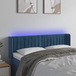 vidaXL Tête de lit à LED Bleu foncé 147x16x78/88 cm Velours