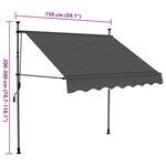 vidaXL Auvent manuel rétractable avec LED 150 cm Anthracite