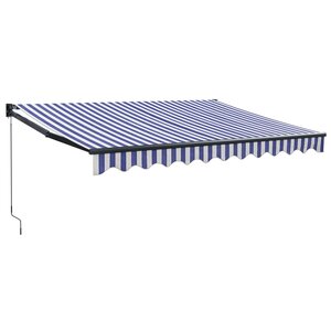 vidaXL Auvent rétractable bleu et blanc 3 5x2 5 m tissu et aluminium