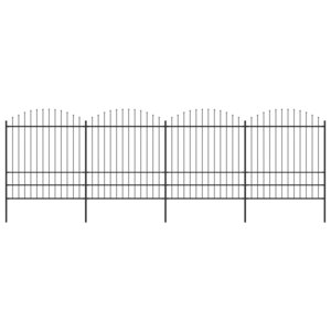vidaXL Clôture de jardin à dessus en lance Acier (1 75-2)x6 8 m Noir