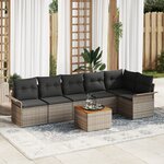 Set de Canapé de Jardin vidaXL 7 Pièces avec Coussins en Gris Rattan Acacia