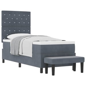 vidaXL Lit à ressorts avec tête de lit Gris foncé 200 x 80 cm Velours