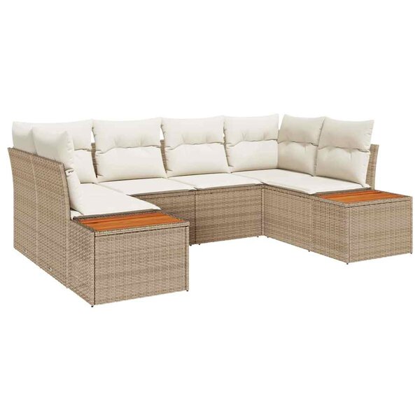 vidaXL Ensemble de canapé de jardin 6 Pièces Beige Poly rotin