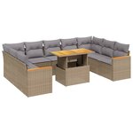 vidaXL Salon de jardin avec coussins 10 Pièces beige résine tressée