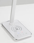 Lampe de bureau LED Orbit, Puissance 10W, Durée  35 000h, Station de charge à induction, Blanc / Argent