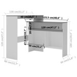 vidaXL Table de bar avec 2 dessus de table Blanc et gris 130x40x120 cm