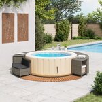 vidaXL Cadre de bain à remous gris résine tressée bois massif d'acacia