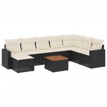 vidaXL Salon de jardin 9 Pièces avec coussins noir résine tressée