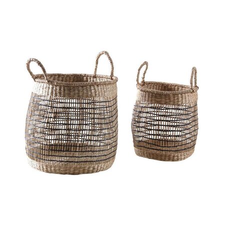 Corbeilles de rangement rondes en jacinthe naturel (lot de 2)