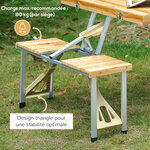 Table de camping jardin pique-nique pliante en bois avec 4 sieges