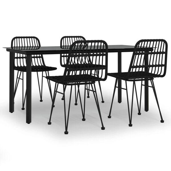 vidaXL Ensemble à manger de jardin 5 Pièces Noir Résine tressée