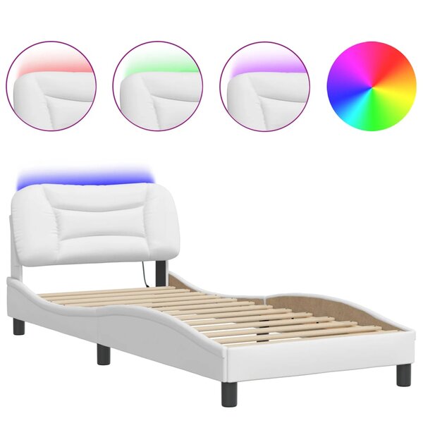 vidaXL Cadre de lit avec LED sans matelas blanc 90x190 cm