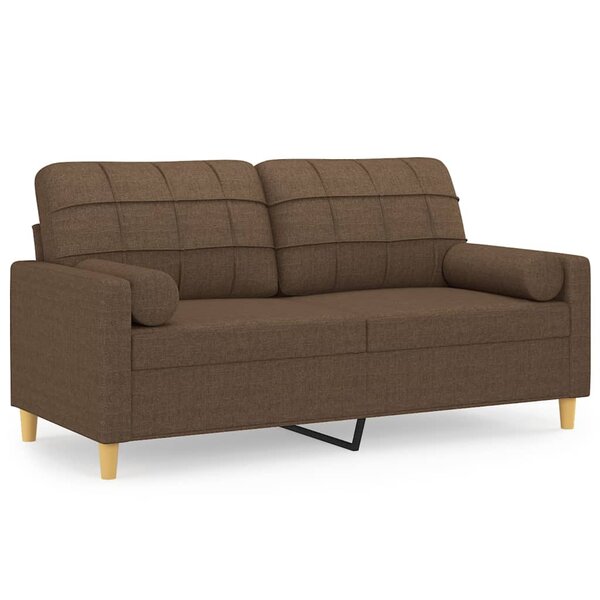 vidaXL Canapé 2 places avec oreillers décoratifs marron 140 cm tissu