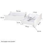 Lit simple 90x200 matelas 2 tiroirs bois blanc