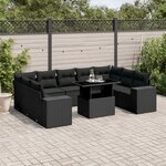 vidaXL Salon de jardin 10 Pièces avec coussins noir résine tressée