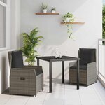 vidaXL Ensemble de salle à manger pour jardin 3 Pièces Gris polyrotin