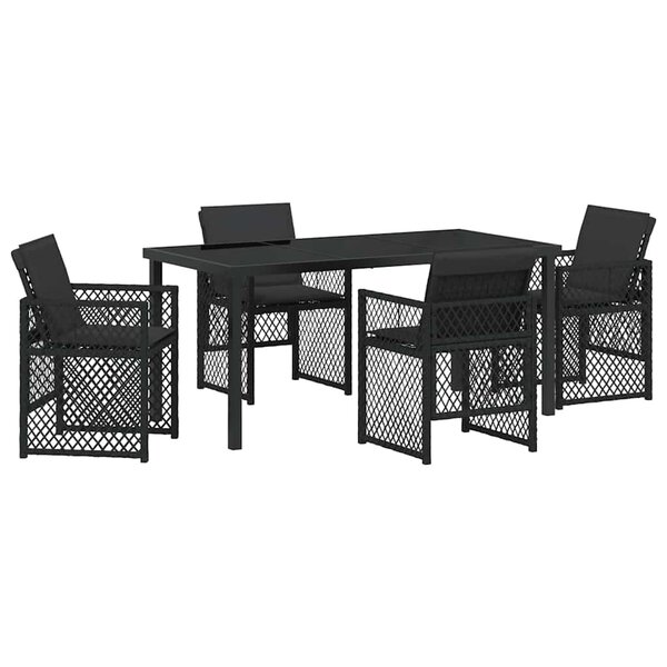 vidaXL Ensemble de salle à manger pour jardin 5 Pièces Noir polyrotin
