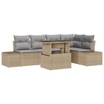 vidaXL Ensemble de canapé de jardin 6 pièces avec coussins beige poly rotin