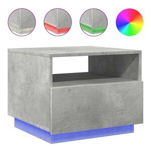 vidaXL Table basse avec lumières LED gris béton 50x49x40 cm