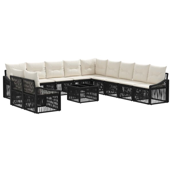 vidaXL Ensemble de canapé de jardin 12 Pièces Noir polyrotin
