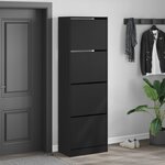 vidaXL Armoire à chaussures 4 tiroirs rabattables noir 60x34x187 5 cm
