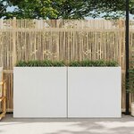 vidaXL Lits surélevés de jardin et 4 pots 2 Pièces Résine tressée Blanc