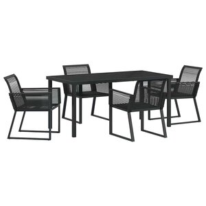 vidaXL Ensemble de salle à manger pour jardin 5 Pièces Noir