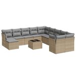 vidaXL Salon de jardin avec coussins 12 Pièces beige résine tressée