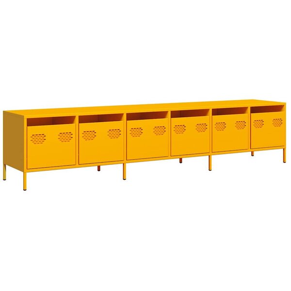 vidaXL Meuble TV jaune moutarde 202x39x43 5 cm acier laminé à froid