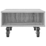 vidaXL Table d'appoint avec roues Gris Sonoma 50 5 x 50 x 30 cm
