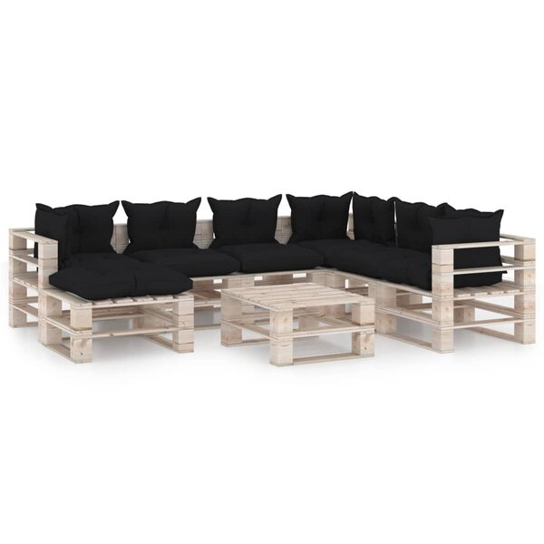 vidaXL Salon de jardin palette 8 Pièces avec coussins bois de pin