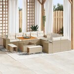 vidaXL Ensemble de canapé de jardin avec coussin 13 Pièces Beige  Crème