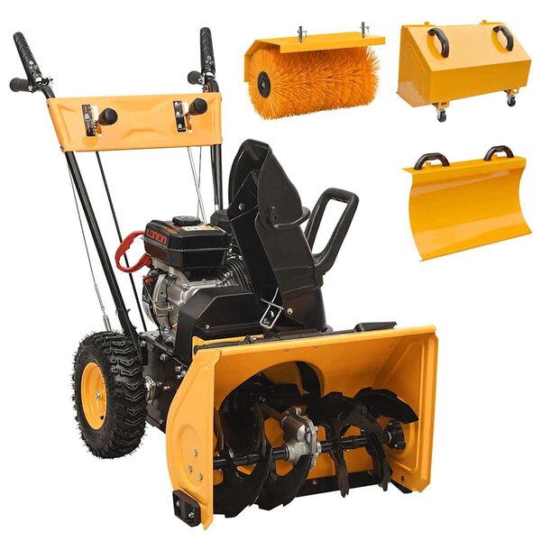 vidaXL Jeu de souffleuse à neige et balayeuse à essence 4 en 1 6 5 CH