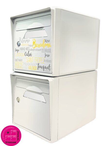 Pack de 2 boîtes aux lettres 1 porte - "On the beach" - "Blanc ivoire"