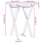 vidaXL Table à manger cadre en X 50x50x75 5cm bois de pin massif fonte