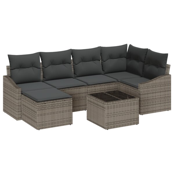 vidaXL Ensemble de salle à manger de jardin 6 pièces avec coussins en poly rattan noir